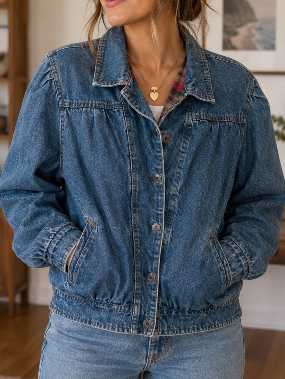 Vintage Robin Hill Denim Jean Jacket Flannel Lined Insulated Sz Medium